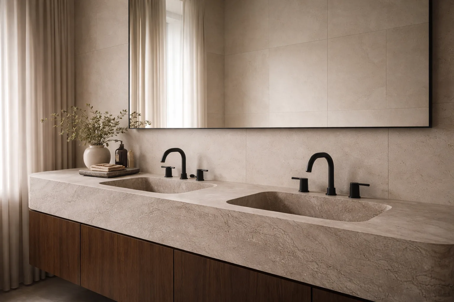 Bathroom vanity and tile detail by CVR Construction
